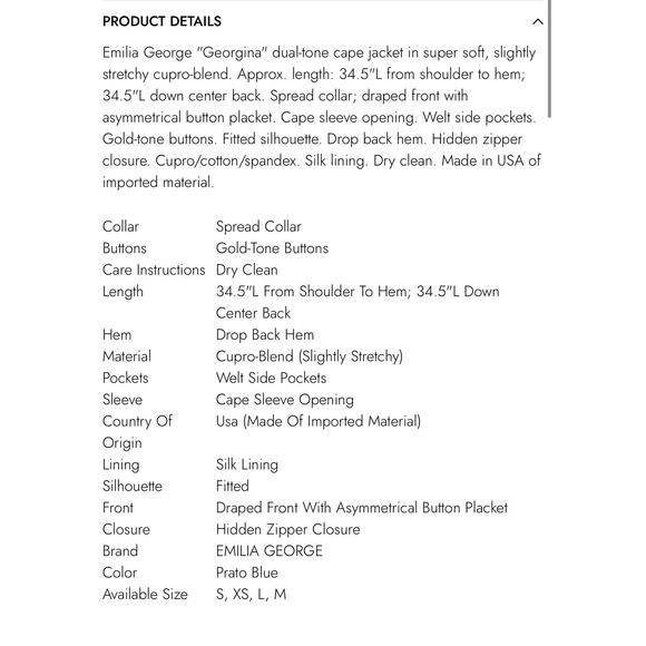 Emilia George half-zip “Georgina Cape Jacket” NWT SOLD OUT! - Picture 6 of 6